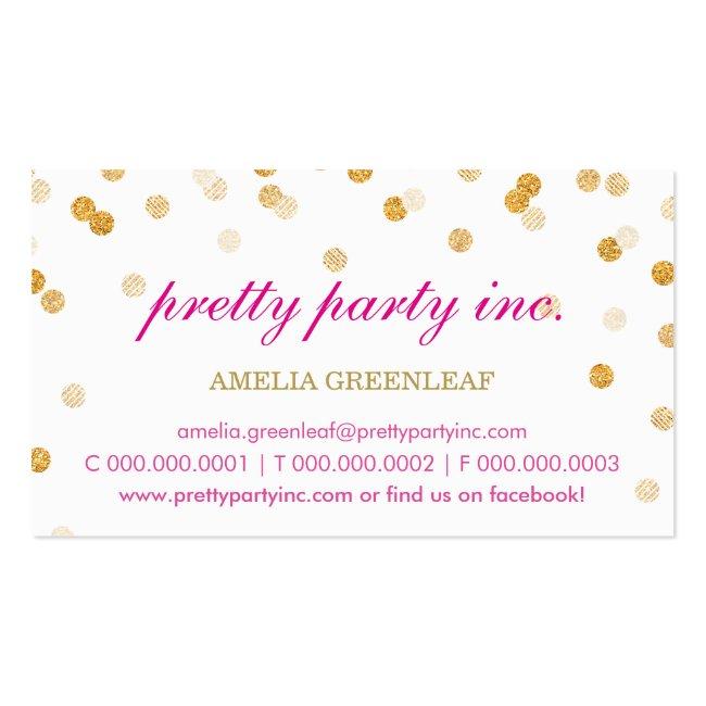 Business Card Stylish Confetti Pink Gold Glitter