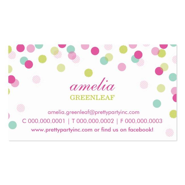 Business Card :: Stylish Confetti Pink Lime Mint