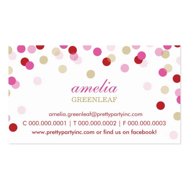 Business Card :: Stylish Confetti Red Pink Gold