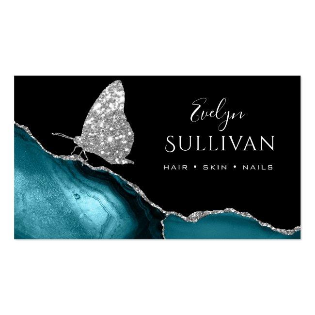 Butterfly And Teal Agate Business Card