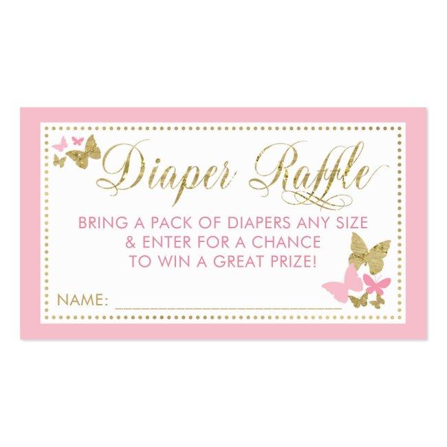Butterfly Diaper Raffle Ticket, Pink Gold Business Card