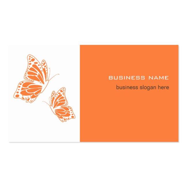 Butterfly Orange & White Elegant Modern Simple Business Card