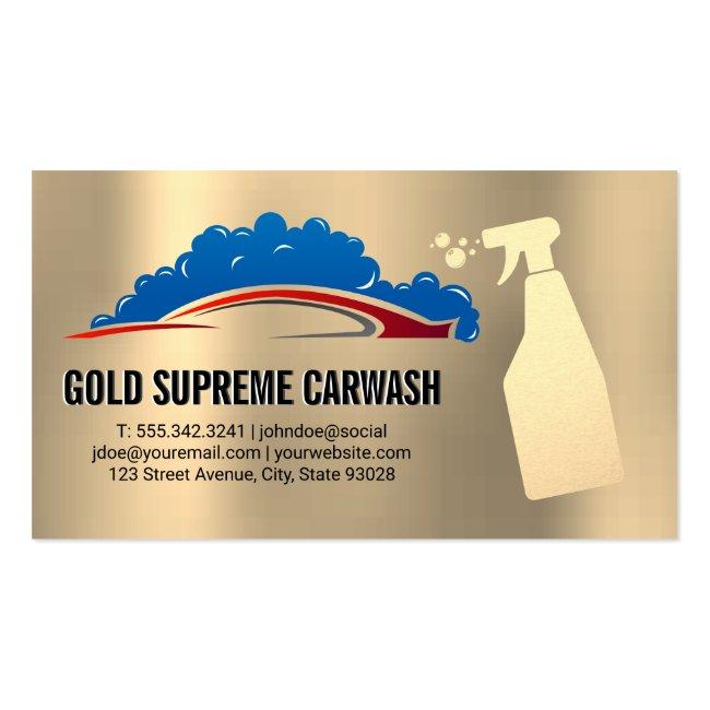 Car Wash Soap Bubbles | Gold Metallic Business Card
