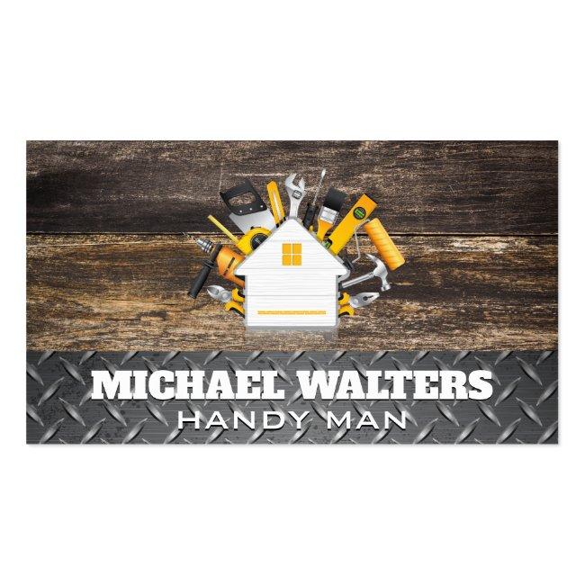 Carpentry Tools | Wooden Boards Steel Business Card