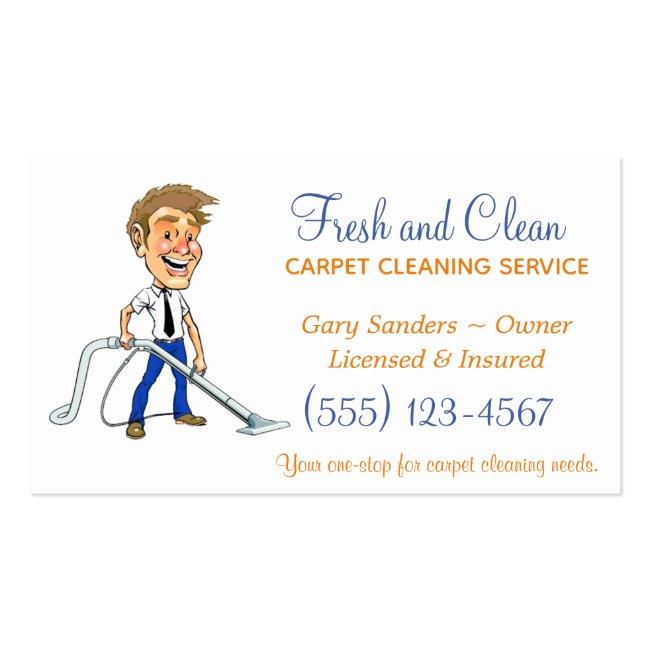 Cartoon Guy Carpet Cleaning Service Business Card