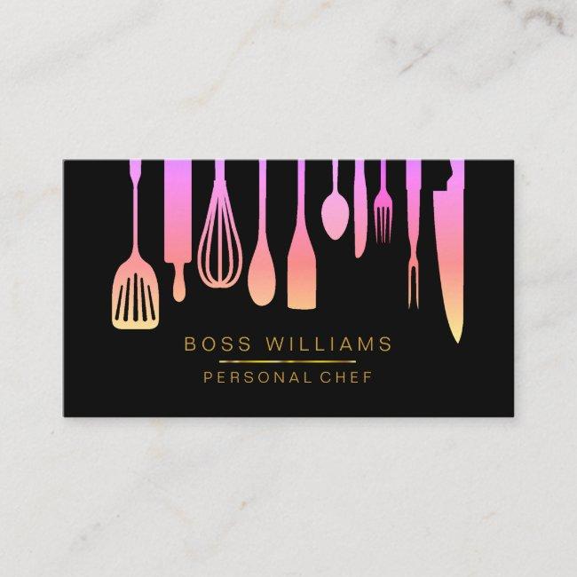 Catering Personal Chef Kitchen Utensils Business Card