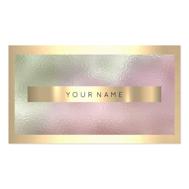Champaign Gold Frame Metallic Ombre Mint Pink Business Card