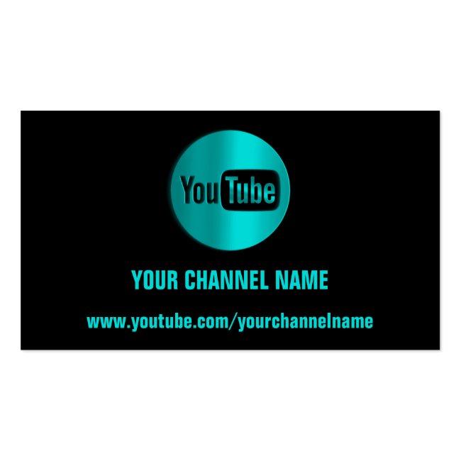 Channel Name Youtuber Logo Qr Code Blue Mint Business Card