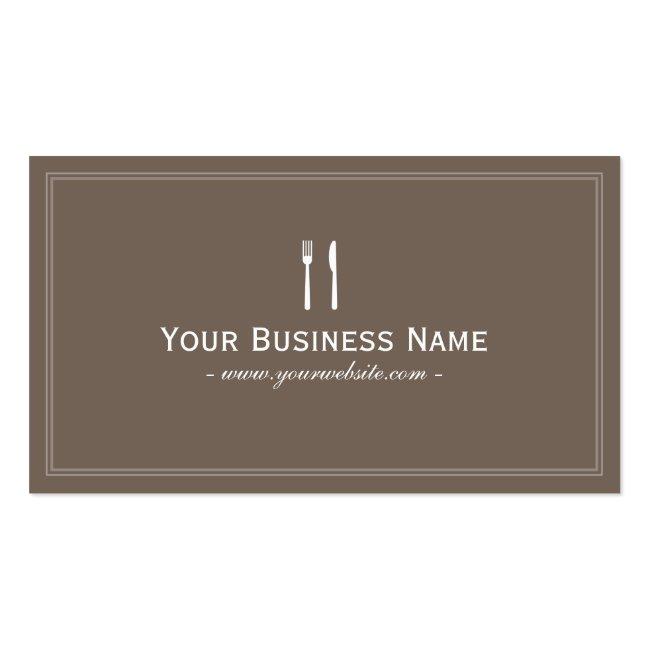 Chef Catering Simple Framed Plain Brown Business Card