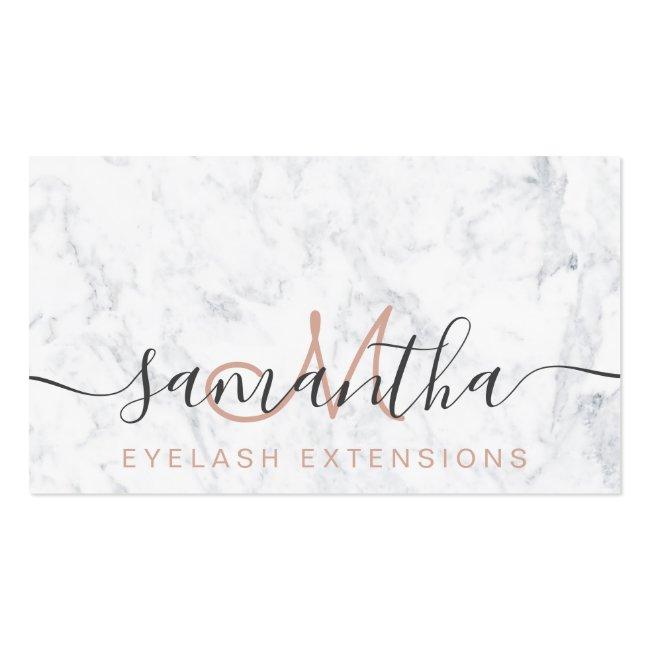 Chic White Marble Trendy Eye Aftercare Business Card
