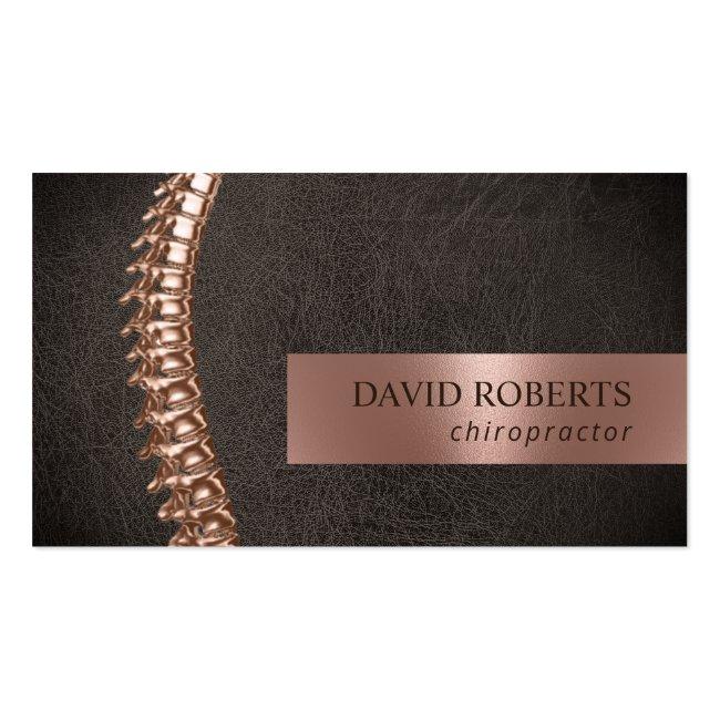 Chiropractor Chiropractic Rose Gold Spine Leather Business Card