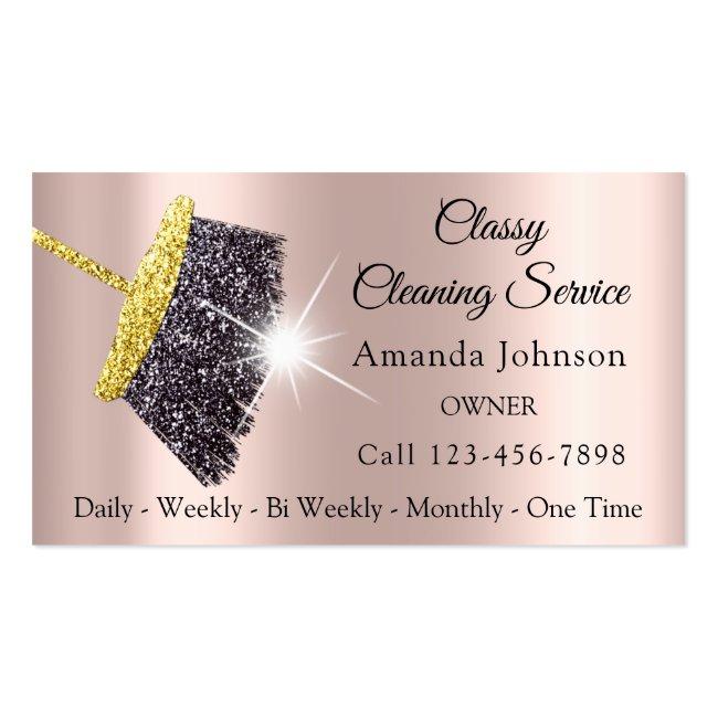 Classy Cleaning Services Maid Silver Rose House Business Card Magnet