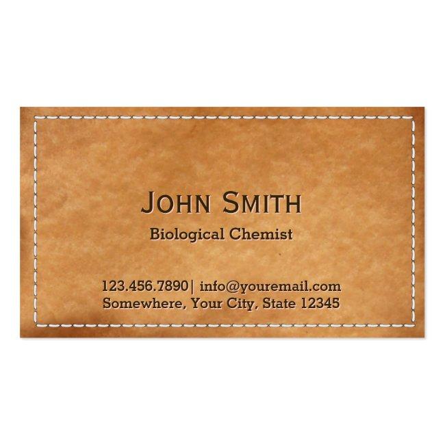 Classy Stitched Leather Biological Chemist Business Card