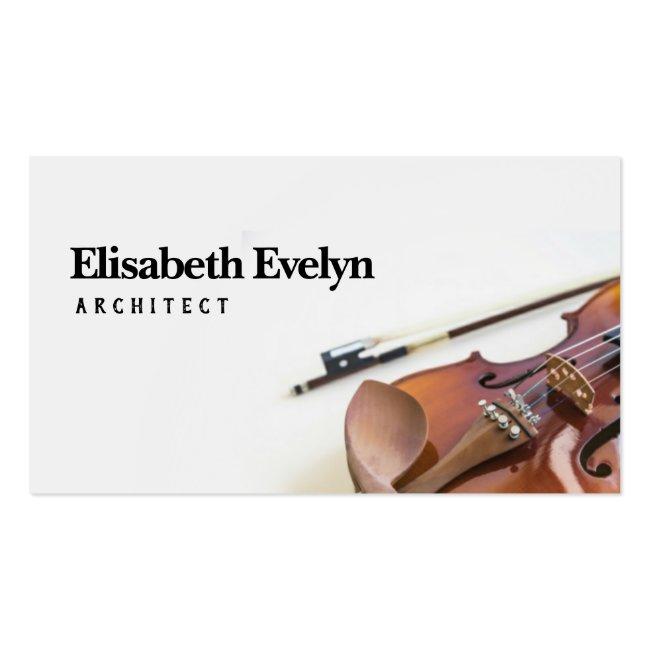 Close-up Of Violin String With Bow On White Business Card