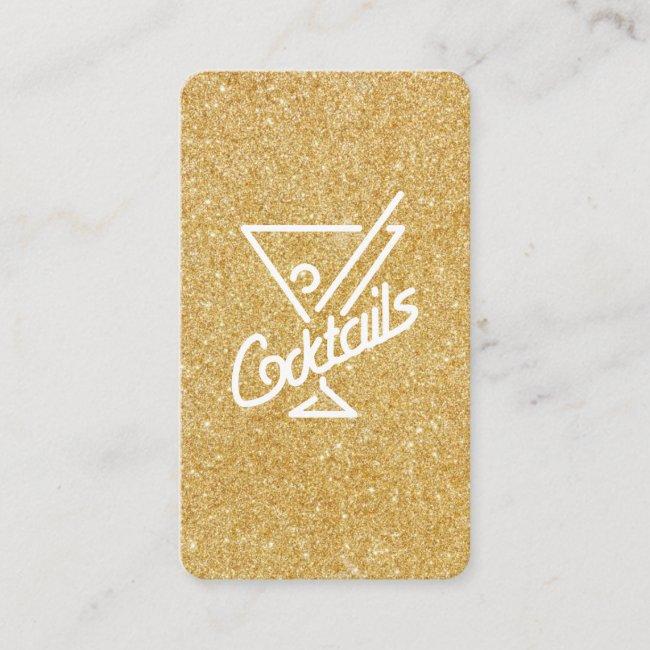 Cocktails / Glamour Gold Glitter Business Card