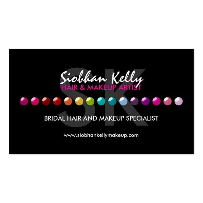 Colorful Makeup Artist Monogram Business Card