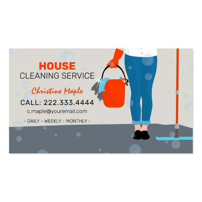 Colorful Retro Cleaning Service Business Card