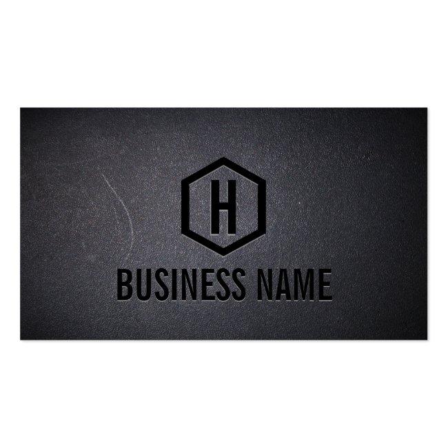 Construction Monogram Modern Black Professional Business Card