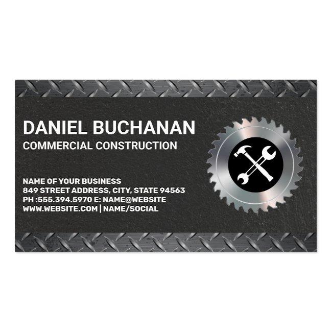 Construction Tools | Diamond Plated Steel Business Card