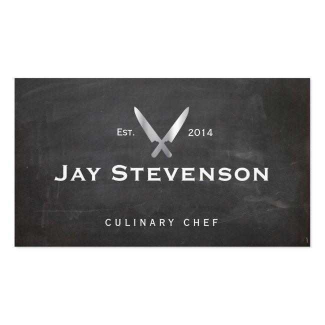 Cool Personal Chef Knife Black Catering Logo Business Card