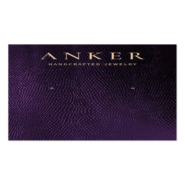 Cool Purple Leather Earring Display Business Card