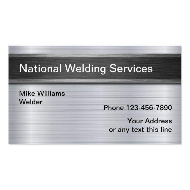 Cool Welding Services Metallic Look Business Card