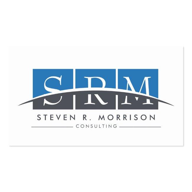 Corporate Professional Stylized Monogram Blue/gray Business Card
