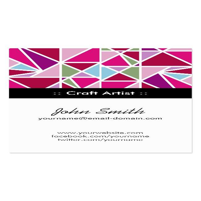 Craft Artist Pink Abstract Geometry Business Card