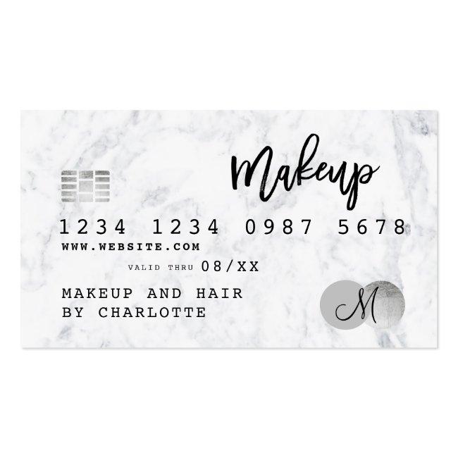 Credit Card Hair Makeup Marble Chic Monogram