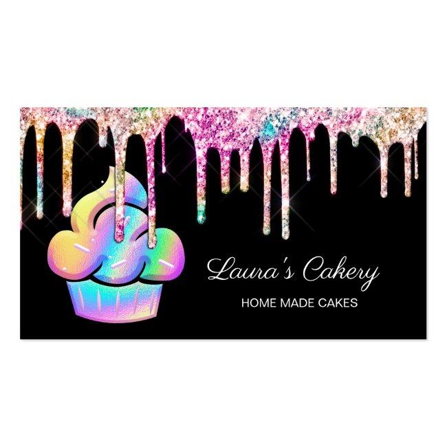 Cupcake Bakery Pastry Chef Holographic Business Ca Business Card