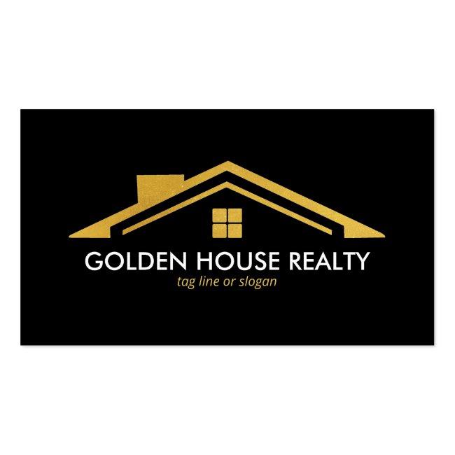 Custom Black + Gold Home Realtors Luxury Modern Business Card