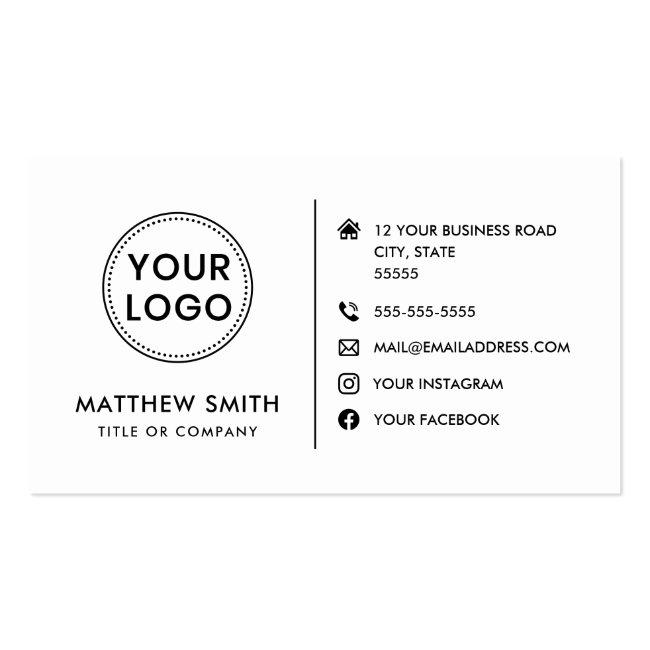 Custom Logo Modern Minimalist Social Media Icons Business Card