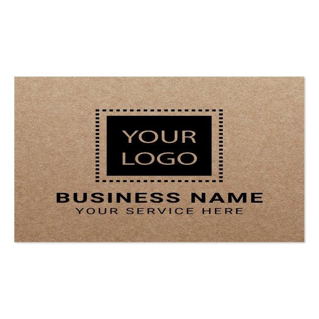 Custom Logo Rustic Kraft Minimalist Square Business Card