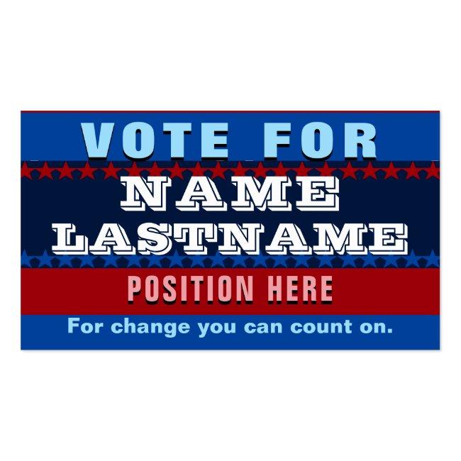 Custom Political Campaign Template Business Card