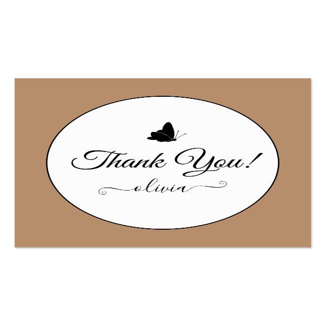 Cute Butterfly Thank You Labels Cream Beige Tan