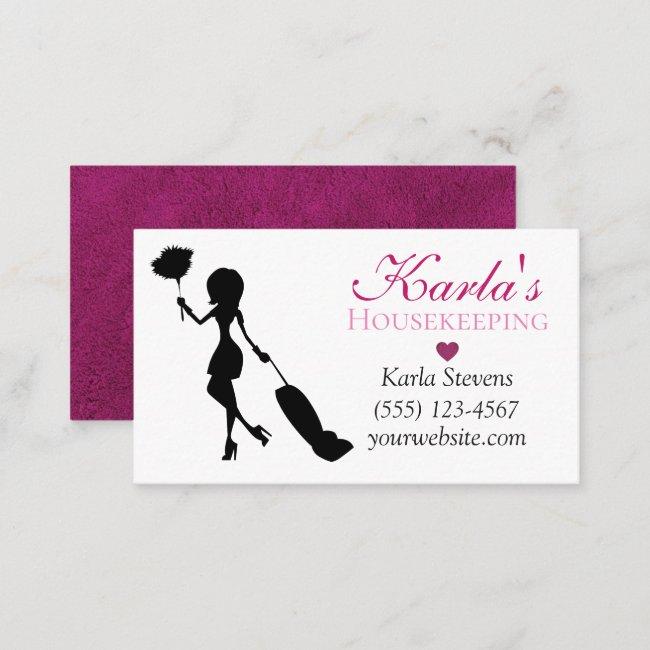 Cute Carpet Design Maid House Cleaning Services Business Card