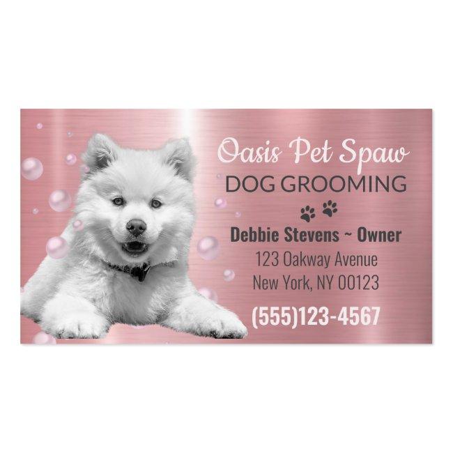 Cute Pink Shimmer Dog Pet Grooming Service Business Card