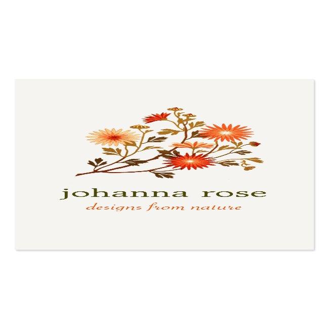 Cute Retro Wildflowers Floral Business Card