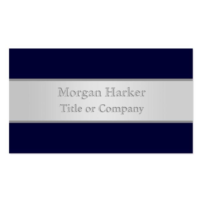 Dark Blue And Silver Business Card