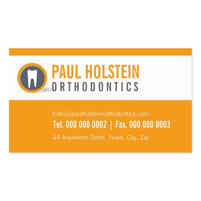 Dentist Business Card :: Modern Tooth Logo Orange