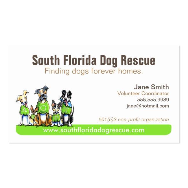 Dog Rescue Non Profit Green Tagline Business Card