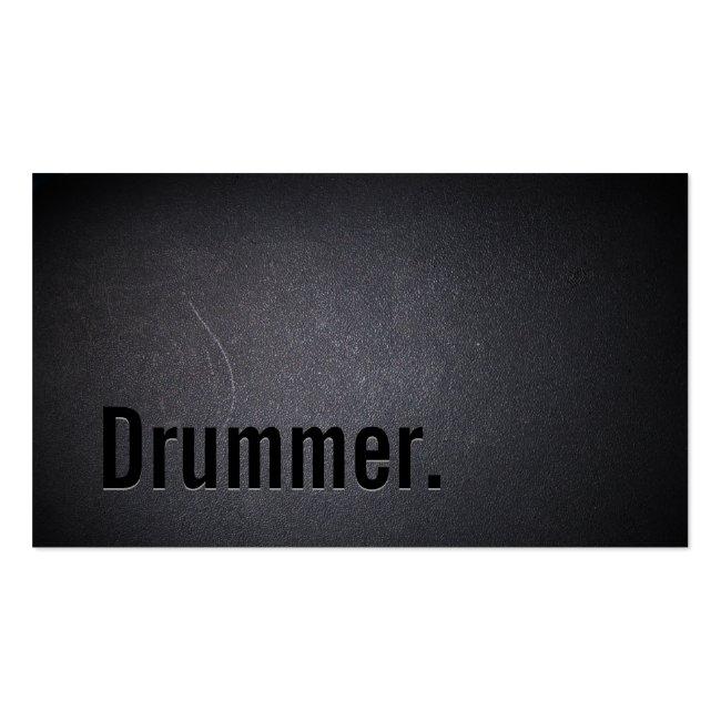 Drummer Bold Text Minimalist Cool Black Business Card