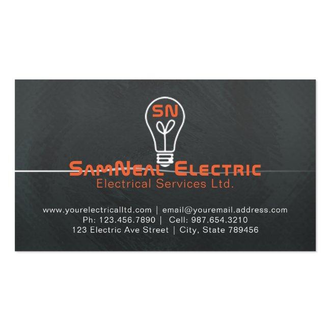 Electrician Lightbulb Logo Design Business Card