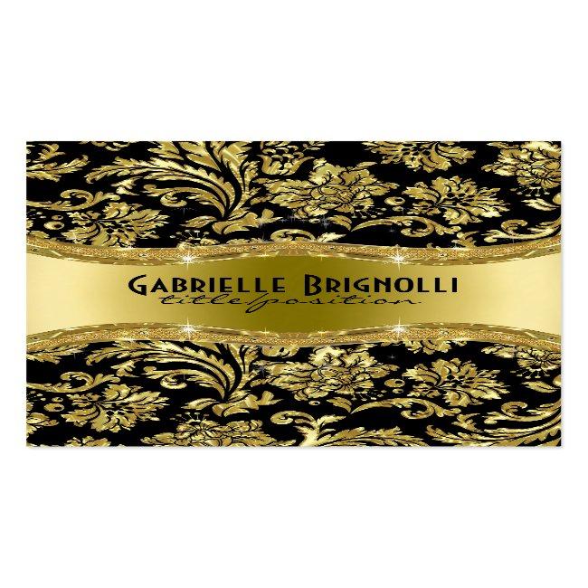 Elegant Black And Gold Vintage Damasks 4 Business Card