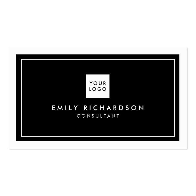 Elegant Black White Minimalist Professional Logo Business Card