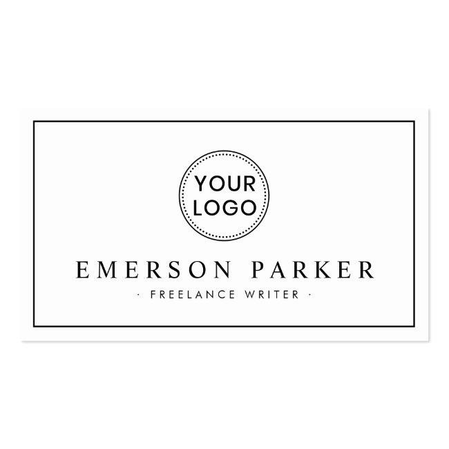 Elegant Border White Modern Minimalist Custom Logo Business Card