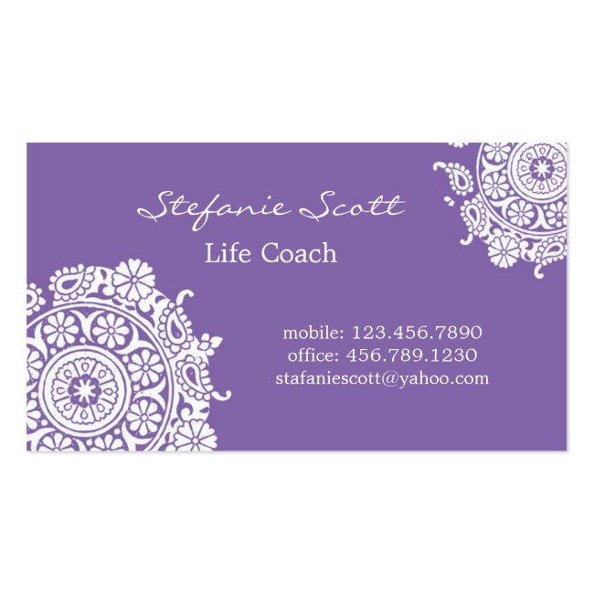 Elegant Business Card In Purple And White