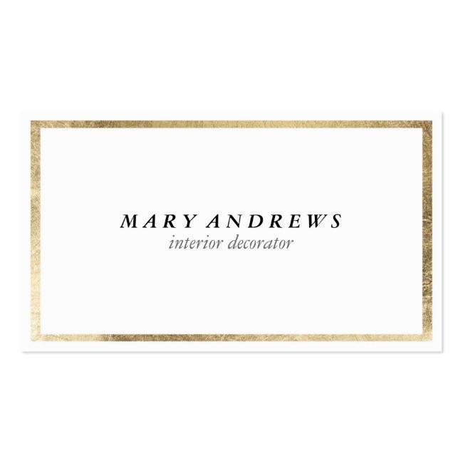 Elegant Chic Faux Foil Gold Plain White Luxury Business Card
