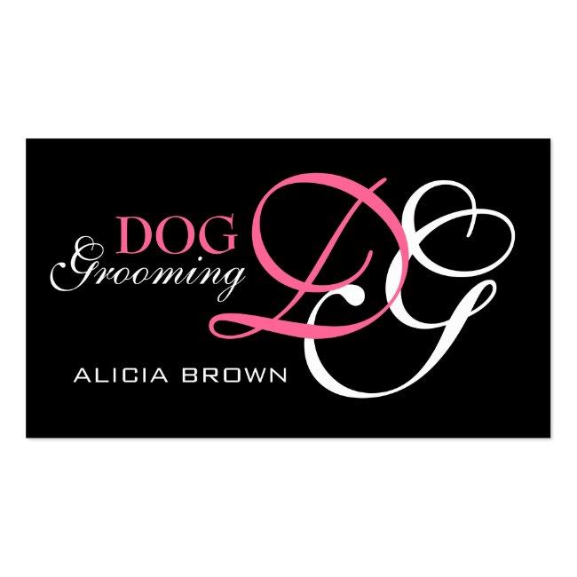 Elegant Dog Grooming Business Card Monogram