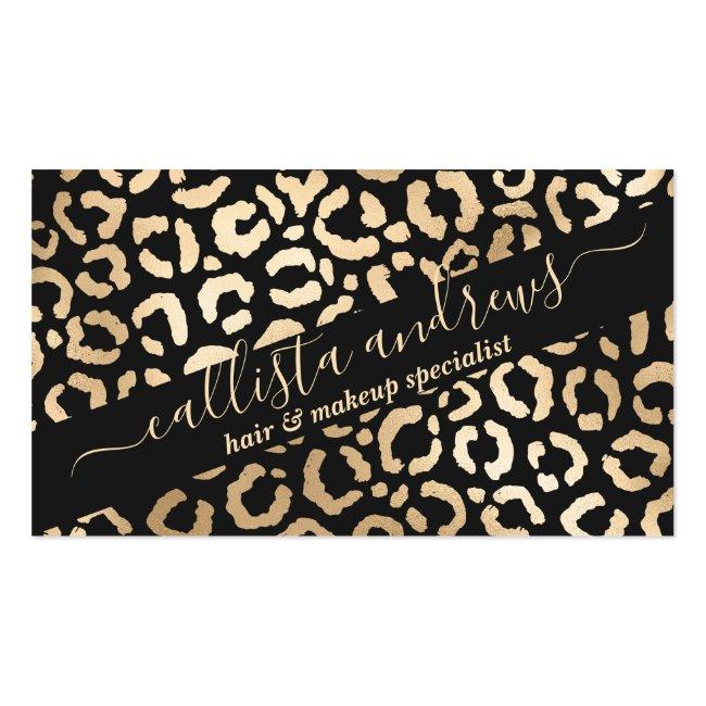 Elegant Gold Black Leopard Cheetah Animal Print Business Card